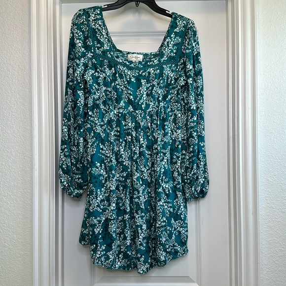 Jessica Simpson Dress with Long Sleeves Green (Teal) and‎ White Size Medium - Picture 1 of 6